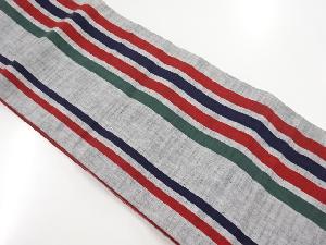 アンティーク　綿紬縞模様織り出し全通袋帯（材料）